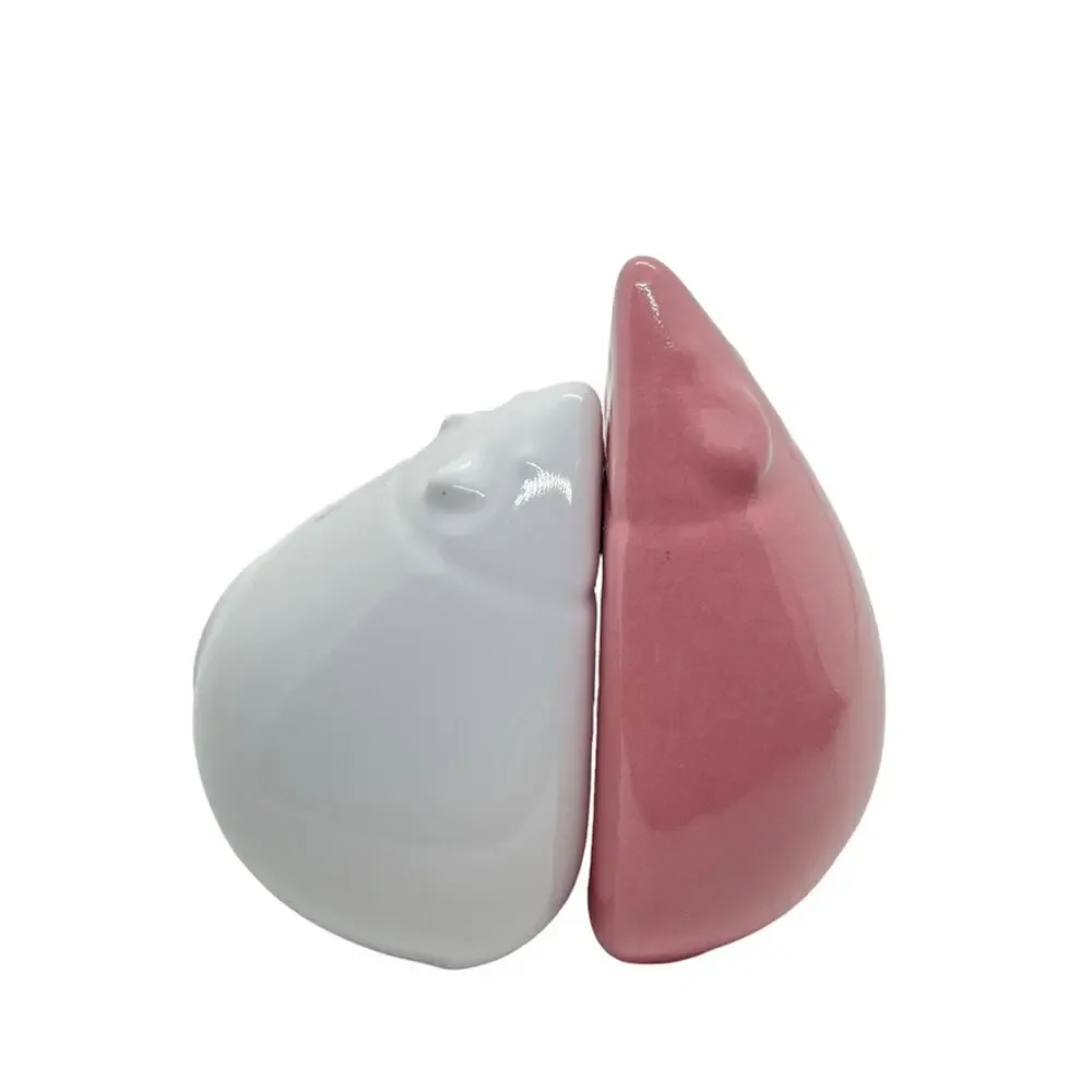 Mice Salt and Pepper Shaker Set Pink White Vintage Kitsch Novelty Kitchenalia